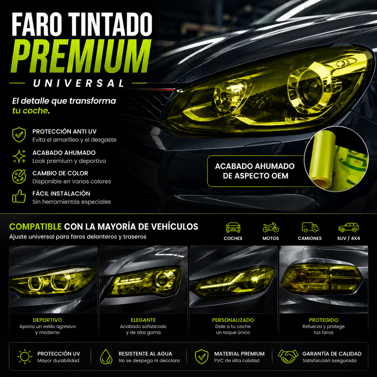 Faro Tintado Premium Resistente UV